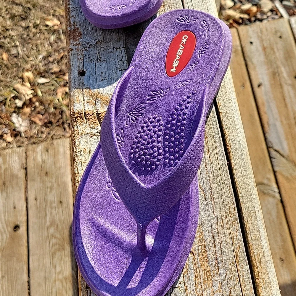 Women's Okabashi Flip Flops Beach Shoes Small (6). Made In USA. Almost Like New - Picture 3 of 7